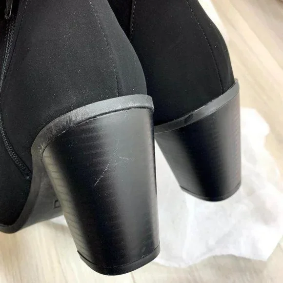 Black Perforated Design Ankle Heeled Boots - Picture 13 of 15